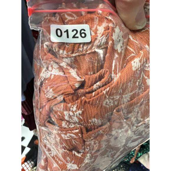 LULUS Wrap Mini Dress Rust Orange Small Floral Long Sleeve V-neck Cottage Boho - Picture 9 of 9